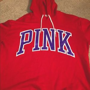 victoria’s secret PINK pullover hoodie sweatshirt ❤️ red and purple size small